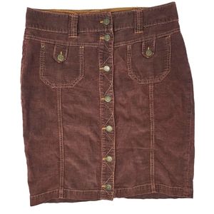 Free People Button up Front Corduroy Skirt Size 4